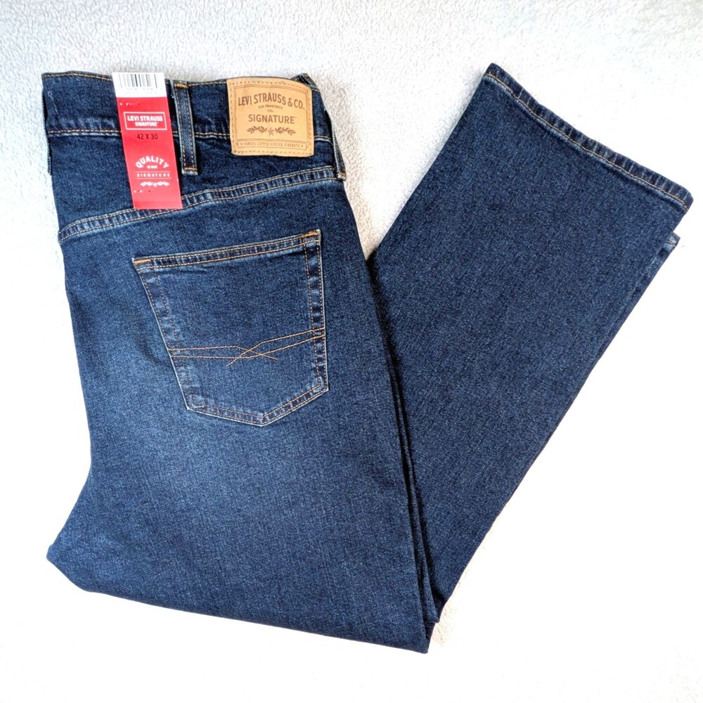 NEW Levi's Mens Jeans Athletic Fit 42x30 Comfort Flex Big And Tall Medium Wash